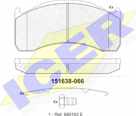 Icer 151638 - Kit de plaquettes de frein, frein à disque cwaw.fr