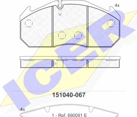 Icer 151040 - Kit de plaquettes de frein, frein à disque cwaw.fr