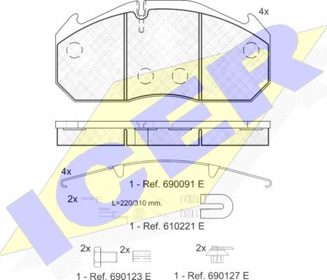 Icer 151040-113 - Kit de plaquettes de frein, frein à disque cwaw.fr