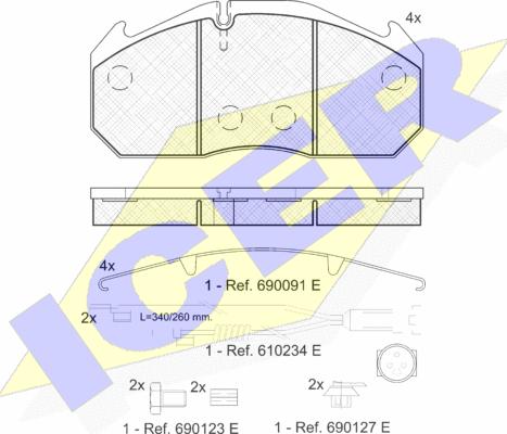 Icer 151040-112 - Kit de plaquettes de frein, frein à disque cwaw.fr