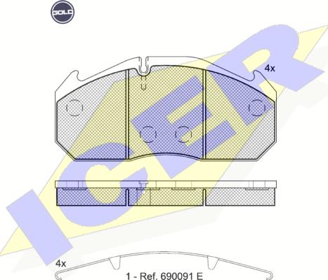 Icer 151040 G - Kit de plaquettes de frein, frein à disque cwaw.fr