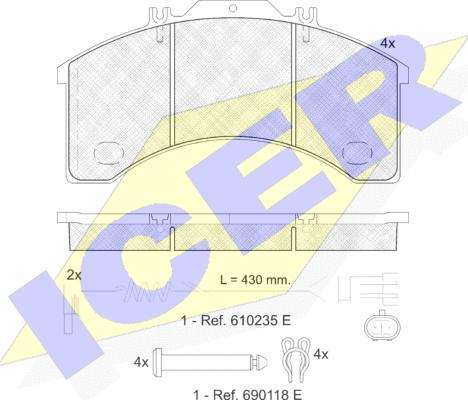 Icer 151043-111 - Kit de plaquettes de frein, frein à disque cwaw.fr