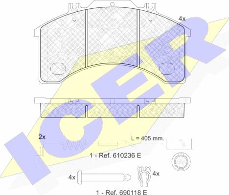 Icer 151042-110 - Kit de plaquettes de frein, frein à disque cwaw.fr