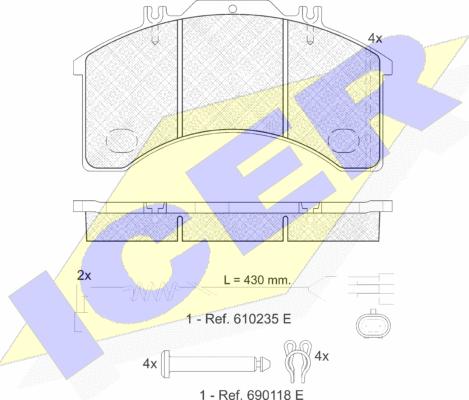 Icer 151042-111 - Kit de plaquettes de frein, frein à disque cwaw.fr