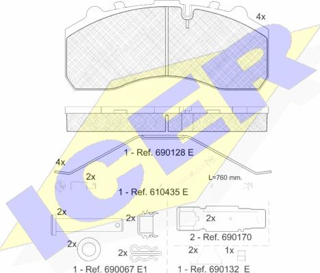 Icer 151194-225 - Kit de plaquettes de frein, frein à disque cwaw.fr