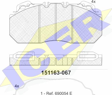 Icer 151163 - Kit de plaquettes de frein, frein à disque cwaw.fr