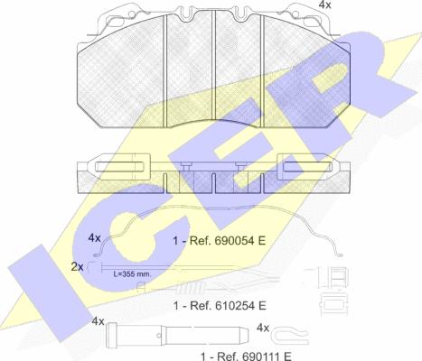 Icer 151163-115 - Kit de plaquettes de frein, frein à disque cwaw.fr