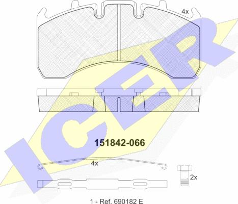 Icer 151842 - Kit de plaquettes de frein, frein à disque cwaw.fr