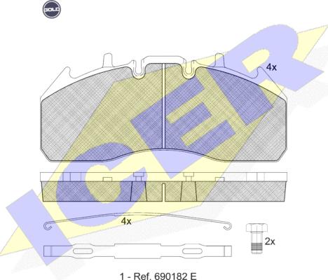 Icer 151831 G - Kit de plaquettes de frein, frein à disque cwaw.fr