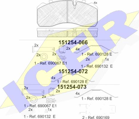 Icer 151254 - Kit de plaquettes de frein, frein à disque cwaw.fr