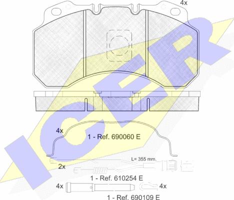 Icer 151280-115 - Kit de plaquettes de frein, frein à disque cwaw.fr