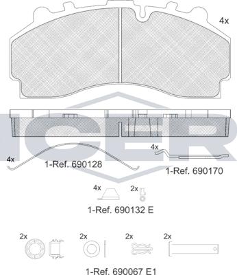 Icer 152456-066 - Kit de plaquettes de frein, frein à disque cwaw.fr