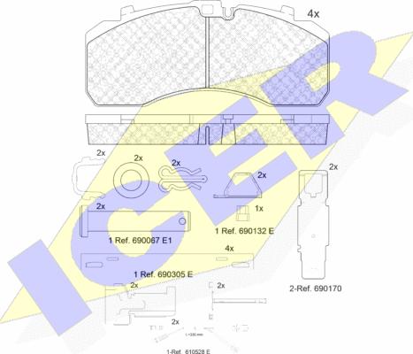 Icer 152091-113 - Kit de plaquettes de frein, frein à disque cwaw.fr