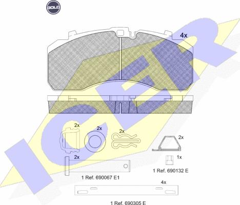 Icer 152091 G - Kit de plaquettes de frein, frein à disque cwaw.fr