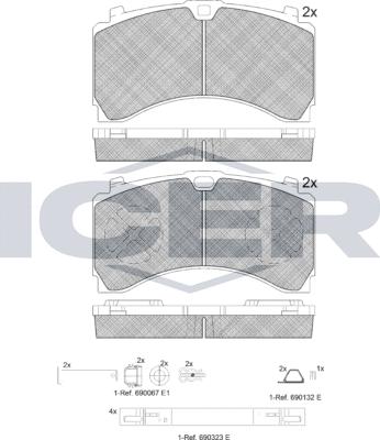 Icer 152123-066 - Kit de plaquettes de frein, frein à disque cwaw.fr