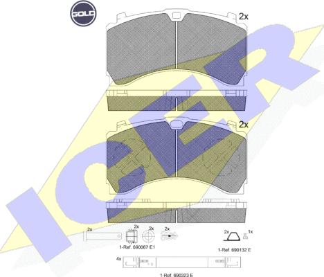 Icer 152123 G - Kit de plaquettes de frein, frein à disque cwaw.fr