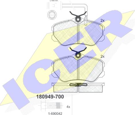 Icer 180949-700 - Kit de plaquettes de frein, frein à disque cwaw.fr