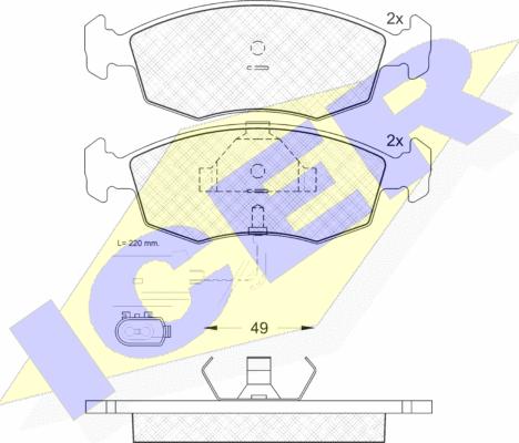 Icer 180955 - Kit de plaquettes de frein, frein à disque cwaw.fr