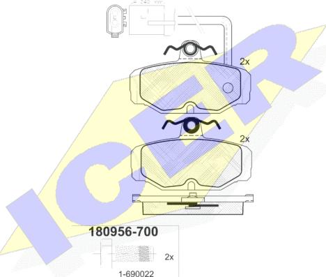 Icer 180956-700 - Kit de plaquettes de frein, frein à disque cwaw.fr