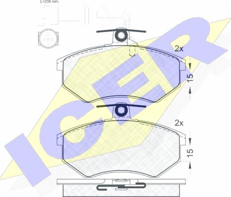 Icer 180950 - Kit de plaquettes de frein, frein à disque cwaw.fr