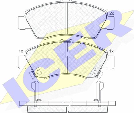 Icer 180958 - Kit de plaquettes de frein, frein à disque cwaw.fr