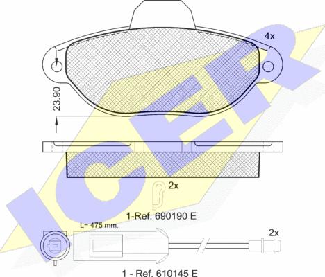 Icer 180953 - Kit de plaquettes de frein, frein à disque cwaw.fr