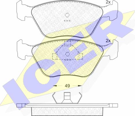 Icer 180952 - Kit de plaquettes de frein, frein à disque cwaw.fr