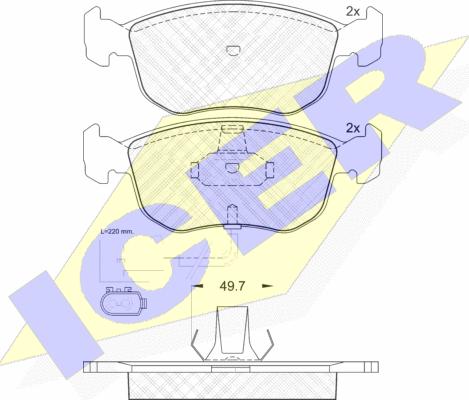 Icer 180957 - Kit de plaquettes de frein, frein à disque cwaw.fr