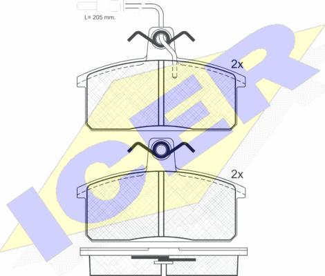 Icer 180966 - Kit de plaquettes de frein, frein à disque cwaw.fr