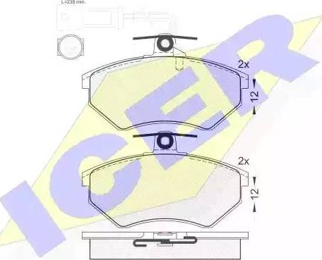 Icer 180987 - Kit de plaquettes de frein, frein à disque cwaw.fr