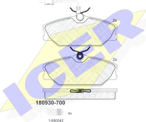 Icer 180930-700 - Kit de plaquettes de frein, frein à disque cwaw.fr