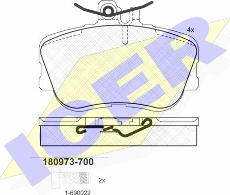 Icer 180973-700 - Kit de plaquettes de frein, frein à disque cwaw.fr