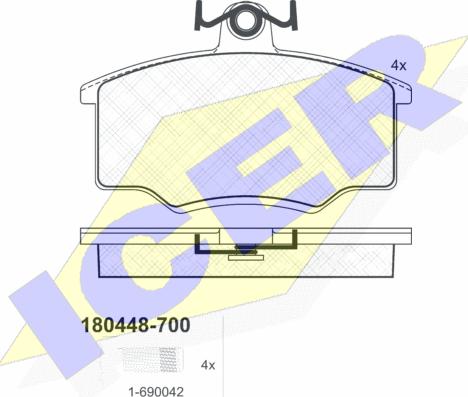 Icer 180448-700 - Kit de plaquettes de frein, frein à disque cwaw.fr