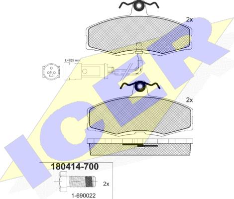 Icer 180414-700 - Kit de plaquettes de frein, frein à disque cwaw.fr