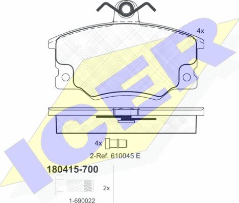 Icer 180415-700 - Kit de plaquettes de frein, frein à disque cwaw.fr