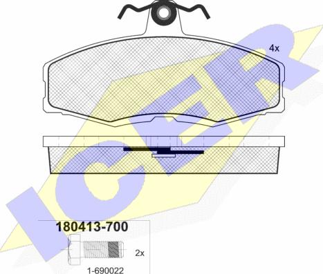 Icer 180413-700 - Kit de plaquettes de frein, frein à disque cwaw.fr