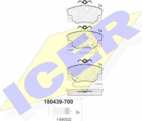 Icer 180439-700 - Kit de plaquettes de frein, frein à disque cwaw.fr