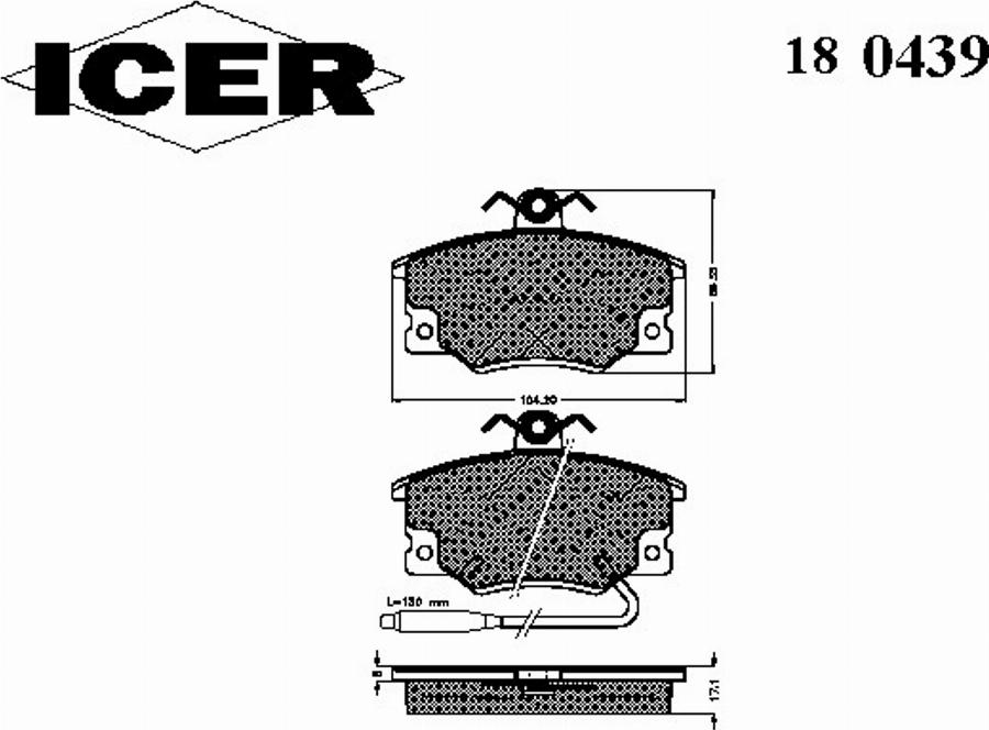 Icer 180439 - Kit de plaquettes de frein, frein à disque cwaw.fr