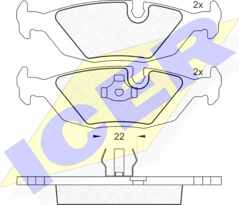 Icer 180422 - Kit de plaquettes de frein, frein à disque cwaw.fr