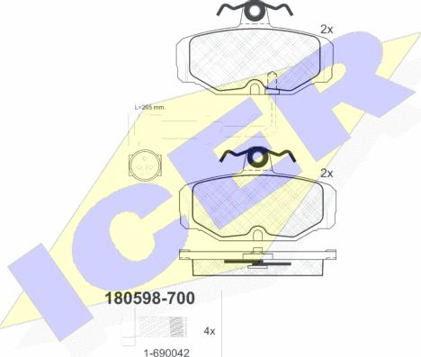 Icer 180598-700 - Kit de plaquettes de frein, frein à disque cwaw.fr