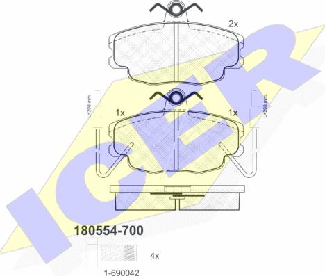 Icer 180554-700 - Kit de plaquettes de frein, frein à disque cwaw.fr