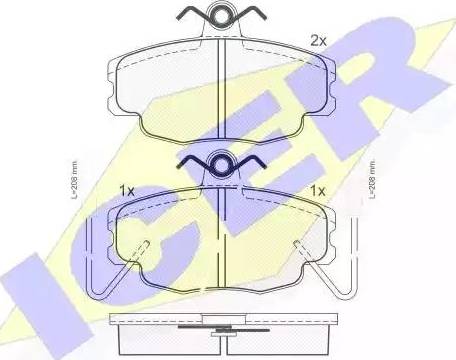 Icer 180554 - Kit de plaquettes de frein, frein à disque cwaw.fr