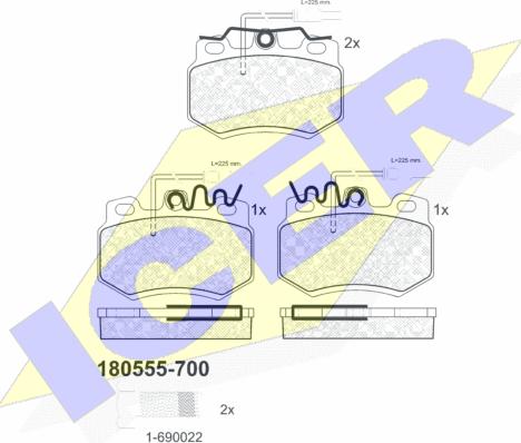 Icer 180555-700 - Kit de plaquettes de frein, frein à disque cwaw.fr