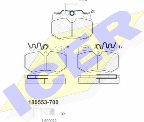 Icer 180553-700 - Kit de plaquettes de frein, frein à disque cwaw.fr