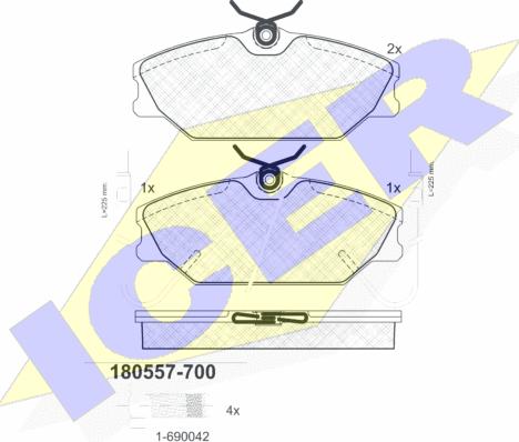 Icer 180557-700 - Kit de plaquettes de frein, frein à disque cwaw.fr