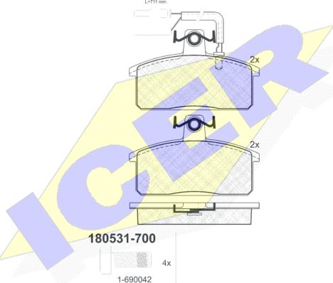 Icer 180531-700 - Kit de plaquettes de frein, frein à disque cwaw.fr