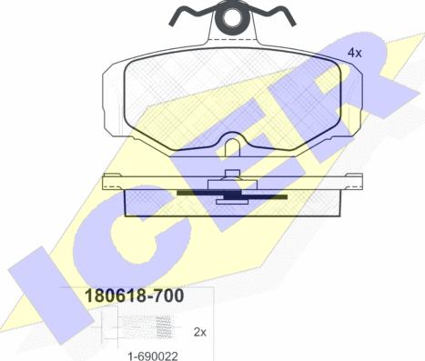 Icer 180618-700 - Kit de plaquettes de frein, frein à disque cwaw.fr