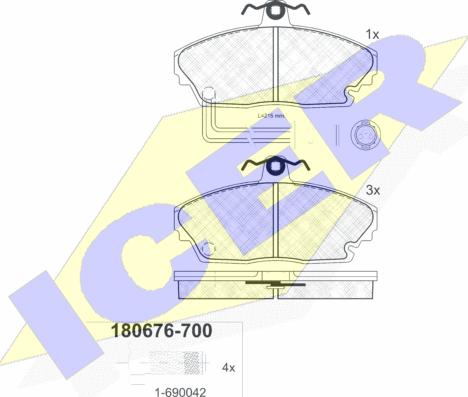 Icer 180676-700 - Kit de plaquettes de frein, frein à disque cwaw.fr