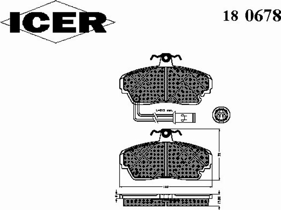 Icer 180678 - Kit de plaquettes de frein, frein à disque cwaw.fr