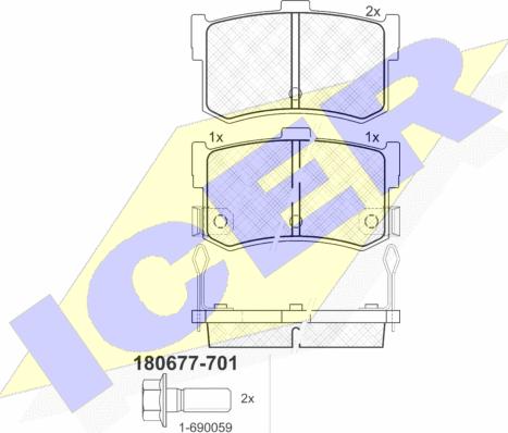 Icer 180677-701 - Kit de plaquettes de frein, frein à disque cwaw.fr